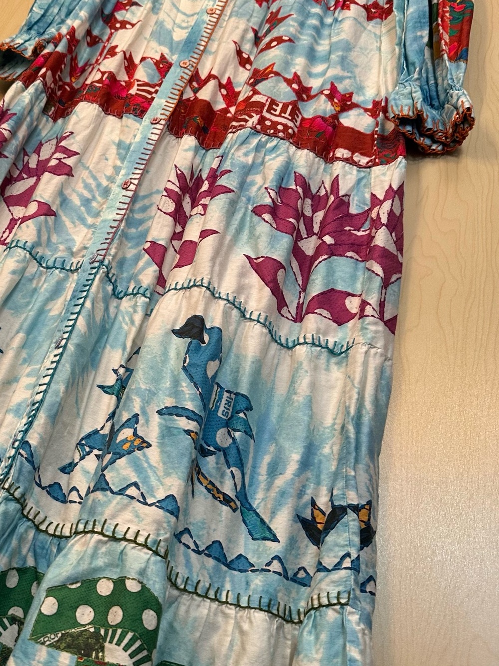 FARM Rio Multi‑Color Floral Tie‑Dye Maxi Dress - Picture 7 of 14